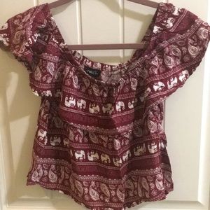 Cropped burgundy top